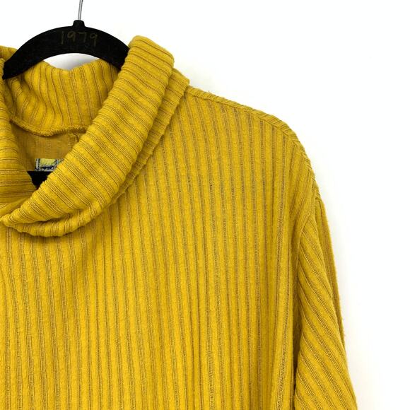Maeve By Anthropologie Cowl Neck Ribbed Knit Sweater Womens Size M Yellow NEW - Picture 3 of 7